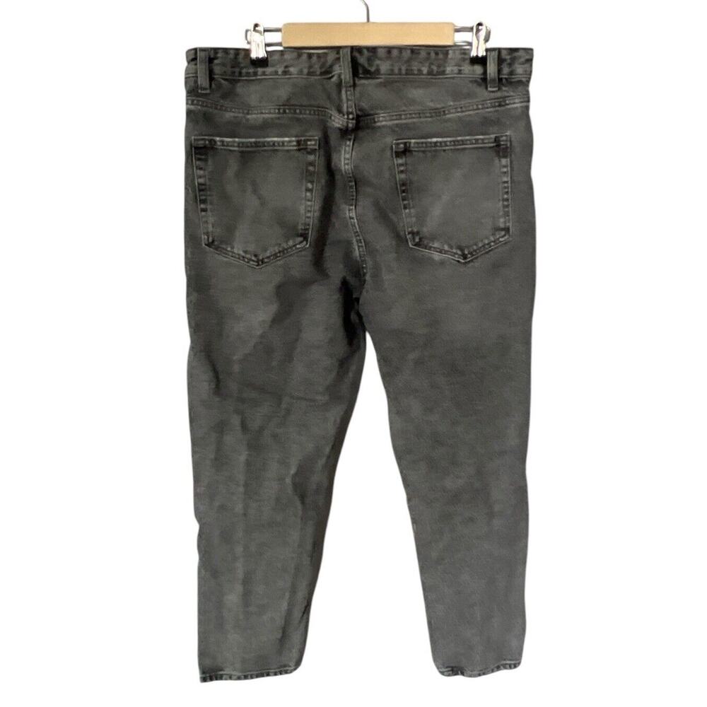 Zara Black Acid Waged Straight Leg Ankle Jeans Size 36 - Picture 2 of 3